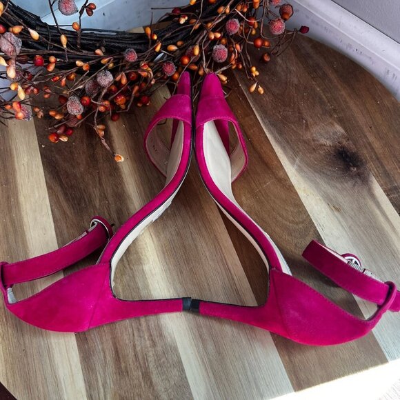 L.K. Bennett DORA Suede Open Toe Sandal Heel Shoes Size 36EU Pink Fuschia - Picture 8 of 11